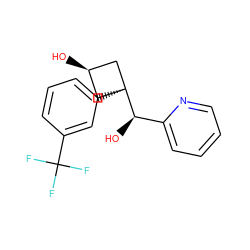 O[C@H](c1ccccn1)[C@]1(c2cccc(C(F)(F)F)c2)C[C@@H](O)C1 ZINC000653822629