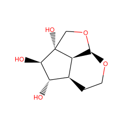 O[C@H]1[C@@H]2CCO[C@@H]3OC[C@@](O)([C@@H]32)[C@@H]1O ZINC000033833500