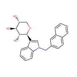 O[C@H]1[C@H](O)CO[C@@H](c2cn(Cc3ccc4ccccc4c3)c3ccccc23)[C@@H]1O ZINC000084670659