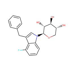 O[C@H]1[C@H](O)CO[C@@H](n2cc(Cc3ccccc3)c3c(F)cccc32)[C@@H]1O ZINC000066112998