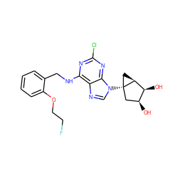 O[C@H]1C[C@@]2(n3cnc4c(NCc5ccccc5OCCF)nc(Cl)nc43)C[C@H]2[C@H]1O ZINC001772618336