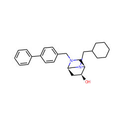 O[C@H]1C[C@@H]2CN(CC3CCCCC3)[C@H]1CN2Cc1ccc(-c2ccccc2)cc1 ZINC000653858611