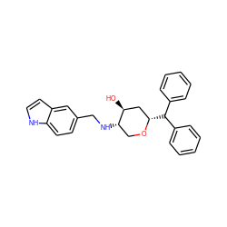 O[C@H]1C[C@H](C(c2ccccc2)c2ccccc2)OC[C@@H]1NCc1ccc2[nH]ccc2c1 ZINC000035943393