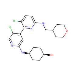 O[C@H]1CC[C@@H](Nc2cc(-c3nc(NCC4CCOCC4)ccc3Cl)c(Cl)cn2)CC1 ZINC000169703818