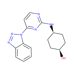 O[C@H]1CC[C@@H](Nc2nccc(-n3nnc4ccccc43)n2)CC1 ZINC000113907180