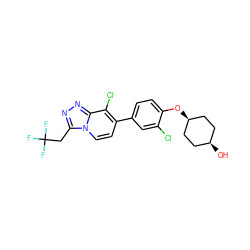 O[C@H]1CC[C@@H](Oc2ccc(-c3ccn4c(CC(F)(F)F)nnc4c3Cl)cc2Cl)CC1 ZINC000143571147