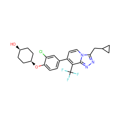 O[C@H]1CC[C@@H](Oc2ccc(-c3ccn4c(CC5CC5)nnc4c3C(F)(F)F)cc2Cl)CC1 ZINC000143434558