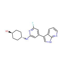 O[C@H]1CC[C@H](Nc2cc(-c3c[nH]c4ncccc34)cc(F)n2)CC1 ZINC000261181942