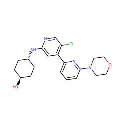 O[C@H]1CC[C@H](Nc2cc(-c3cccc(N4CCOCC4)n3)c(Cl)cn2)CC1 ZINC000261114347