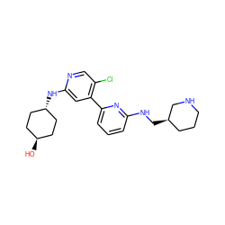 O[C@H]1CC[C@H](Nc2cc(-c3cccc(NC[C@@H]4CCCNC4)n3)c(Cl)cn2)CC1 ZINC000261136415