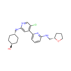 O[C@H]1CC[C@H](Nc2cc(-c3cccc(NC[C@@H]4CCCO4)n3)c(Cl)cn2)CC1 ZINC000261112131