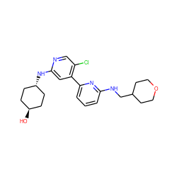 O[C@H]1CC[C@H](Nc2cc(-c3cccc(NCC4CCOCC4)n3)c(Cl)cn2)CC1 ZINC000169703727