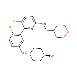 O[C@H]1CC[C@H](Nc2cc(-c3nc(NCC4CCOCC4)ccc3Cl)c(Cl)cn2)CC1 ZINC000115456932