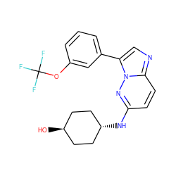 O[C@H]1CC[C@H](Nc2ccc3ncc(-c4cccc(OC(F)(F)F)c4)n3n2)CC1 ZINC000113133260