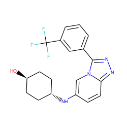 O[C@H]1CC[C@H](Nc2ccc3nnc(-c4cccc(C(F)(F)F)c4)n3c2)CC1 ZINC001772647127