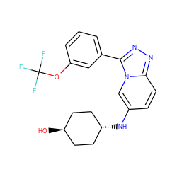 O[C@H]1CC[C@H](Nc2ccc3nnc(-c4cccc(OC(F)(F)F)c4)n3c2)CC1 ZINC001772598418