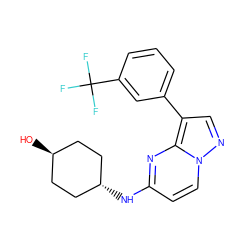 O[C@H]1CC[C@H](Nc2ccn3ncc(-c4cccc(C(F)(F)F)c4)c3n2)CC1 ZINC000299822741