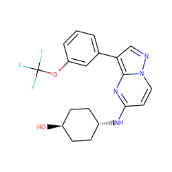 O[C@H]1CC[C@H](Nc2ccn3ncc(-c4cccc(OC(F)(F)F)c4)c3n2)CC1 ZINC000299819607