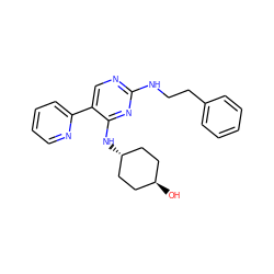 O[C@H]1CC[C@H](Nc2nc(NCCc3ccccc3)ncc2-c2ccccn2)CC1 ZINC000261139955