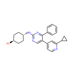 O[C@H]1CC[C@H](Nc2ncc(-c3ccnc(C4CC4)c3)c(-c3ccccc3)n2)CC1 ZINC001772592849