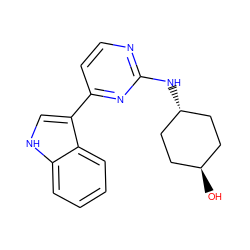 O[C@H]1CC[C@H](Nc2nccc(-c3c[nH]c4ccccc34)n2)CC1 ZINC000299845522