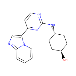 O[C@H]1CC[C@H](Nc2nccc(-c3cnc4ccccn34)n2)CC1 ZINC000261164520