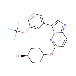 O[C@H]1CC[C@H](Oc2ccc3ncc(-c4cccc(OC(F)(F)F)c4)n3n2)CC1 ZINC001772622962