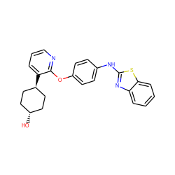 O[C@H]1CC[C@H](c2cccnc2Oc2ccc(Nc3nc4ccccc4s3)cc2)CC1 ZINC000169138921