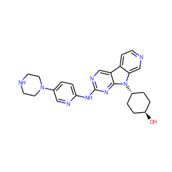 O[C@H]1CC[C@H](n2c3cnccc3c3cnc(Nc4ccc(N5CCNCC5)cn4)nc32)CC1 ZINC000261186156