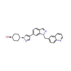 O[C@H]1CC[C@H](n2cc(-c3ccc4cnn(Cc5ccc6ncccc6c5)c4c3)cn2)CC1 ZINC000261074081