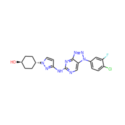 O[C@H]1CC[C@H](n2ccc(Nc3ncc4c(nnn4-c4ccc(Cl)c(F)c4)n3)n2)CC1 ZINC000261117889