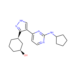 O[C@H]1CCC[C@@H](c2n[nH]cc2-c2ccnc(NC3CCCC3)n2)C1 ZINC000040409915