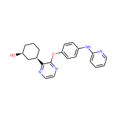 O[C@H]1CCC[C@@H](c2nccnc2Oc2ccc(Nc3ccccn3)cc2)C1 ZINC000139349885