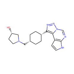 O[C@H]1CCN(C[C@H]2CC[C@@H](c3nnn4cnc5[nH]ccc5c34)CC2)C1 ZINC001772633458