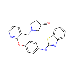 O[C@H]1CCN(Cc2cccnc2Oc2ccc(Nc3nc4ccccc4s3)cc2)C1 ZINC000139079099