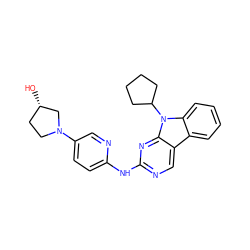 O[C@H]1CCN(c2ccc(Nc3ncc4c5ccccc5n(C5CCCC5)c4n3)nc2)C1 ZINC000169706754