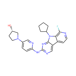 O[C@H]1CCN(c2ccc(Nc3ncc4c5ccnc(F)c5n(C5CCCC5)c4n3)nc2)C1 ZINC000117687358