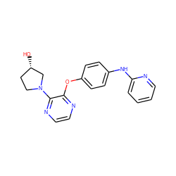 O[C@H]1CCN(c2nccnc2Oc2ccc(Nc3ccccn3)cc2)C1 ZINC000148232869