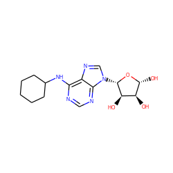 O[C@H]1O[C@@H](n2cnc3c(NC4CCCCC4)ncnc32)[C@H](O)[C@@H]1O ZINC000028523575