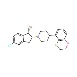 O[C@H]1c2ccc(F)cc2C[C@H]1N1CCC(c2cccc3c2OCCO3)CC1 ZINC000013471785