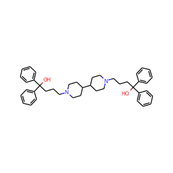 OC(CCCN1CCC(C2CCN(CCCC(O)(c3ccccc3)c3ccccc3)CC2)CC1)(c1ccccc1)c1ccccc1 ZINC000029042811