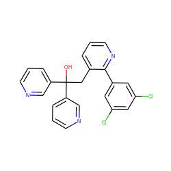 OC(Cc1cccnc1-c1cc(Cl)cc(Cl)c1)(c1cccnc1)c1cccnc1 ZINC001772627759