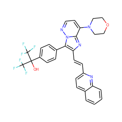 OC(c1ccc(-c2c(/C=C/c3ccc4ccccc4n3)nc3c(N4CCOCC4)ccnn23)cc1)(C(F)(F)F)C(F)(F)F ZINC001772585635