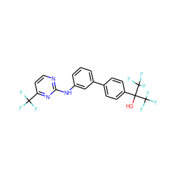 OC(c1ccc(-c2cccc(Nc3nccc(C(F)(F)F)n3)c2)cc1)(C(F)(F)F)C(F)(F)F ZINC001772595735