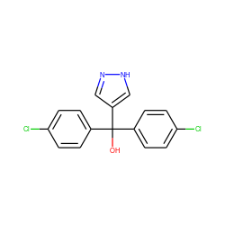 OC(c1ccc(Cl)cc1)(c1ccc(Cl)cc1)c1cn[nH]c1 ZINC000027434206