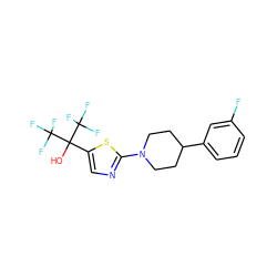 OC(c1cnc(N2CCC(c3cccc(F)c3)CC2)s1)(C(F)(F)F)C(F)(F)F ZINC000064539414