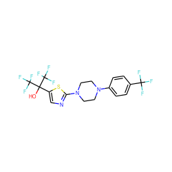 OC(c1cnc(N2CCN(c3ccc(C(F)(F)F)cc3)CC2)s1)(C(F)(F)F)C(F)(F)F ZINC000064540853