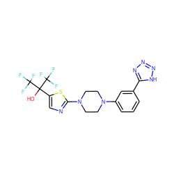 OC(c1cnc(N2CCN(c3cccc(-c4nnn[nH]4)c3)CC2)s1)(C(F)(F)F)C(F)(F)F ZINC000064528401