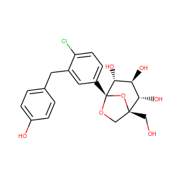 OC[C@@]12CO[C@@](c3ccc(Cl)c(Cc4ccc(O)cc4)c3)(O1)[C@H](O)[C@@H](O)[C@@H]2O ZINC000068267562