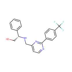 OC[C@@H](NCc1ccnc(-c2ccc(C(F)(F)F)cc2)n1)c1ccccc1 ZINC000204759602